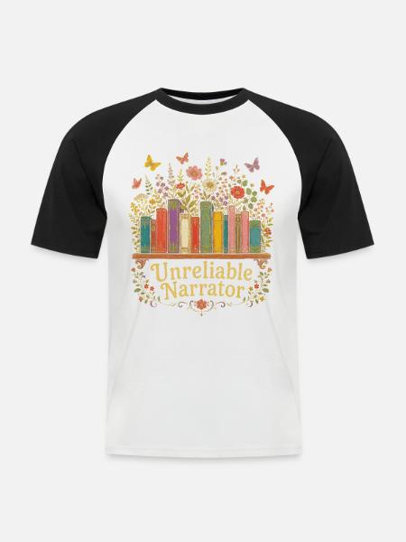 Unzuverlässiger Erzähler, Buchliebhaber, Autor - Männer Baseball-T-Shirt - Weiß/Schwarz