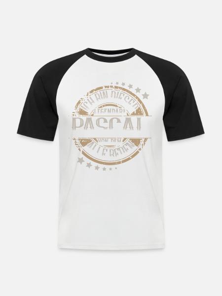 Pascal - Männer Baseball-T-Shirt - Weiß/Schwarz