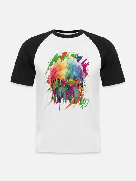 Abstrakte 90er Farbexplosion - Männer Baseball-T-Shirt - Weiß/Schwarz