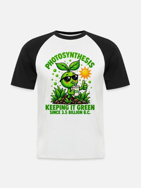 Retro Sprout Photosynthese - Männer Baseball-T-Shirt - Weiß/Schwarz