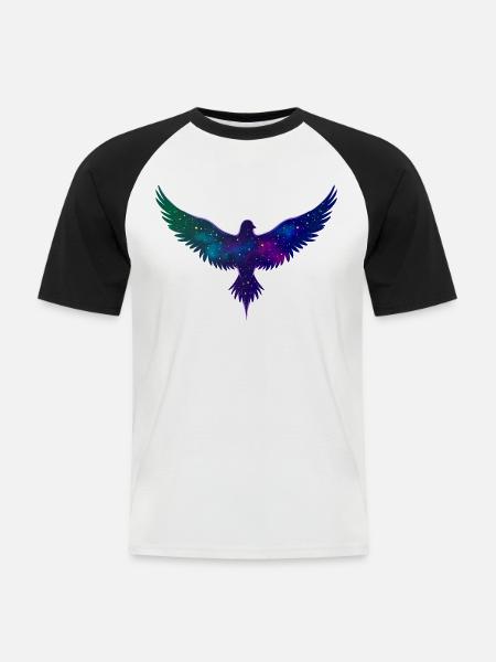 raben silhouette, sternenmuster - Männer Baseball-T-Shirt - Weiß/Schwarz