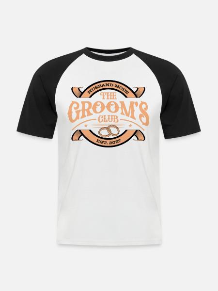The Grooms Club 2027 - Männer Baseball-T-Shirt - Weiß/Schwarz