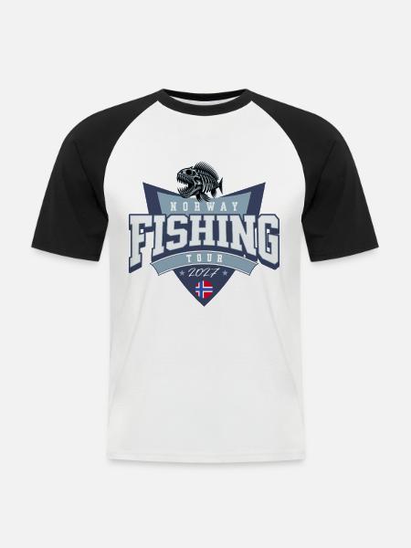 Norwegen Angeltour 2027 - Männer Baseball-T-Shirt - Weiß/Schwarz