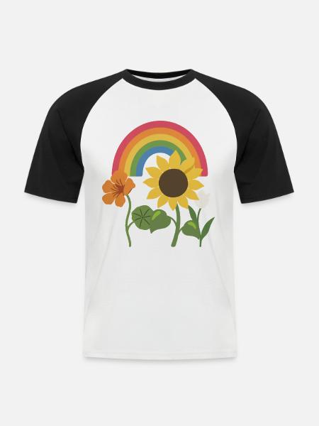Tulpe · Geschenkidee · Blumenstrauß · Blumen - Männer Baseball-T-Shirt - Weiß/Schwarz