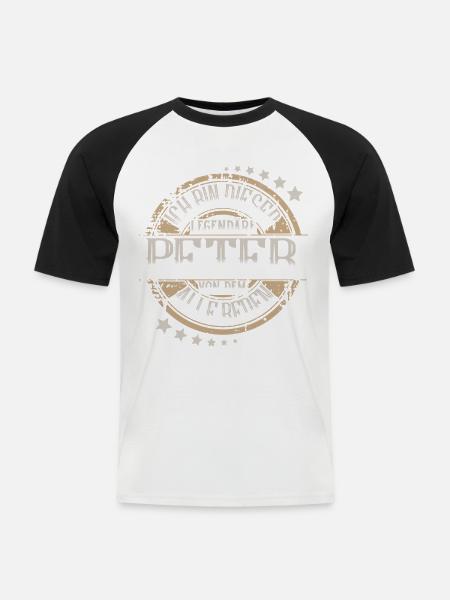 Peter - Männer Baseball-T-Shirt - Weiß/Schwarz