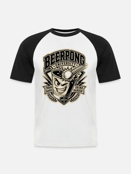 Beer Pong - Männer Baseball-T-Shirt - Weiß/Schwarz