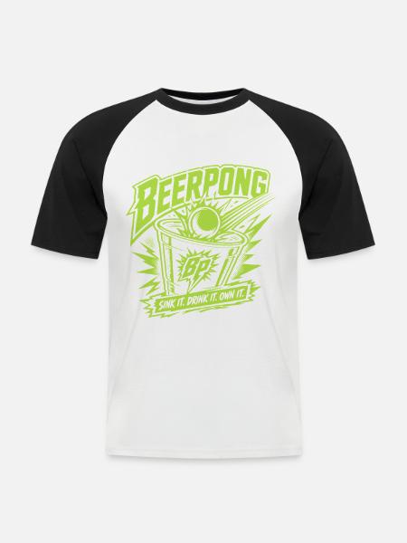 Beer Pong - Männer Baseball-T-Shirt - Weiß/Schwarz