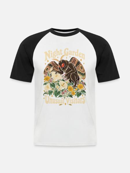 Gartenarbeit des Kryptiden-Motten-Nachtgartens - Männer Baseball-T-Shirt - Weiß/Schwarz