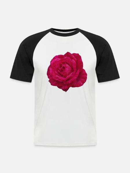 Rosenrosa Blütenblüte - Männer Baseball-T-Shirt - Weiß/Schwarz