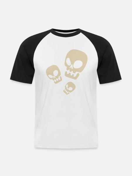 Drei Schädel - Männer Baseball-T-Shirt - Weiß/Schwarz