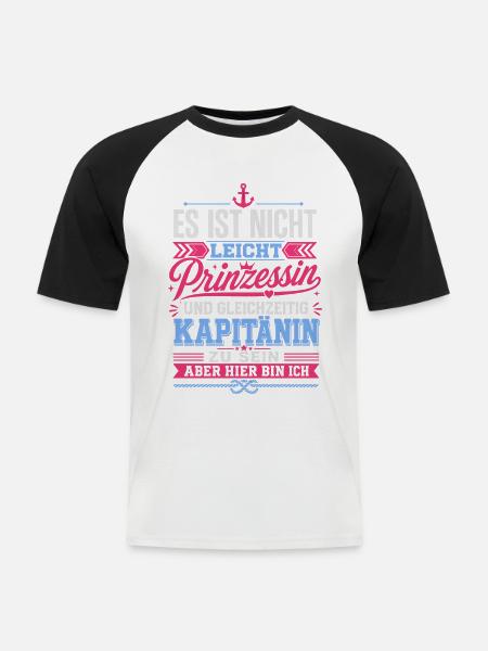 Lustiger Spruch Kapitänin - Männer Baseball-T-Shirt - Weiß/Schwarz