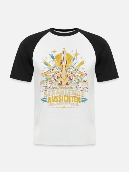 Silvester Feuerwerk Retro - Männer Baseball-T-Shirt - Weiß/Schwarz