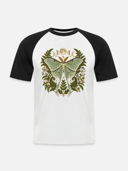 Lunafalter mit Mondphasen - Männer Baseball-T-Shirt - Weiß/Schwarz