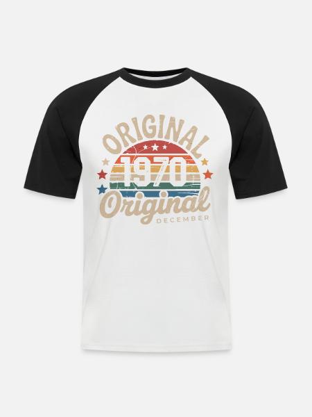 Geboren im Dezember 1970 - Männer Baseball-T-Shirt - Weiß/Schwarz