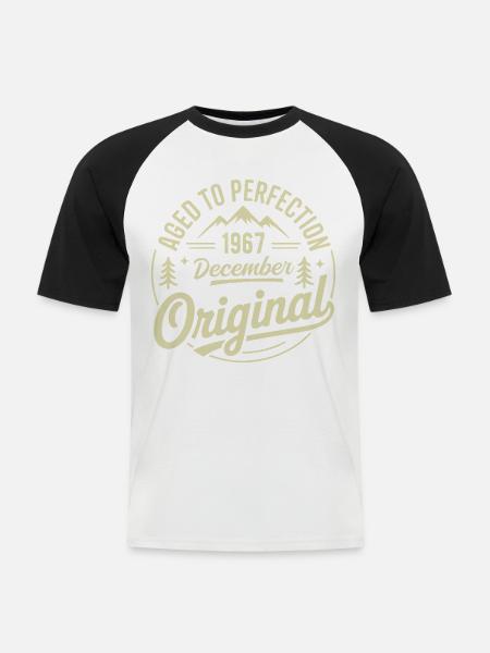Dezember 1967 Dezember 1967 - Männer Baseball-T-Shirt - Weiß/Schwarz