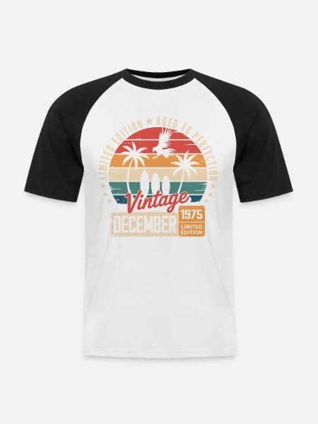 Limitierte Auflage Dezember 1975 - Männer Baseball-T-Shirt - Weiß/Schwarz