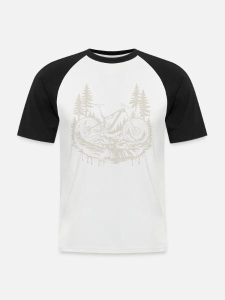 Mountainbike MTB Enduro Trail Geschenk - Männer Baseball-T-Shirt - Weiß/Schwarz