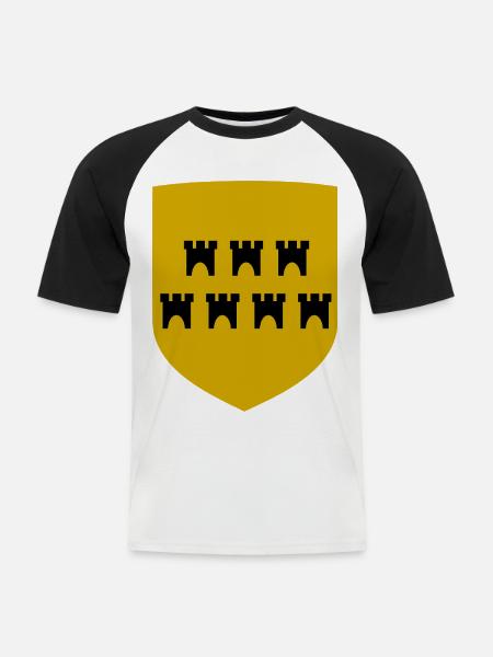 Gelbes Wappen mit Türmen - Männer Baseball-T-Shirt - Weiß/Schwarz