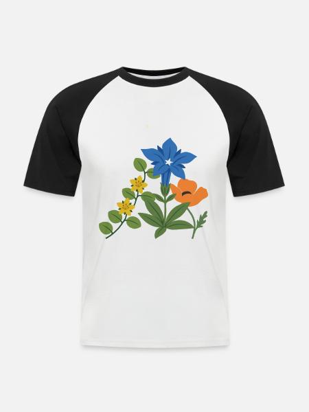 Blumen botanisch Natur Design - Männer Baseball-T-Shirt - Weiß/Schwarz