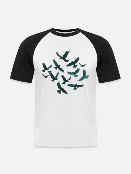 Rabenschwarm Murder of Crows Gothic Shirt - Männer Baseball-T-Shirt - Weiß/Schwarz