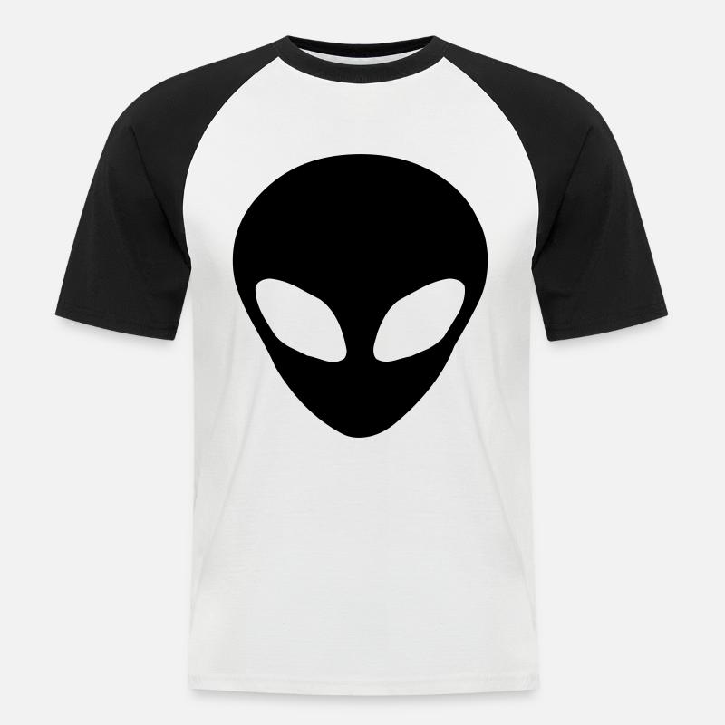 Alien Kopf - Männer Baseball-T-Shirt - Weiß/Schwarz