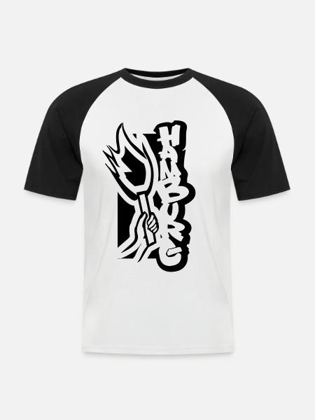 hamburg_pyro - Männer Baseball-T-Shirt - Weiß/Schwarz