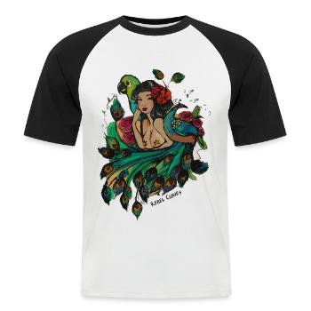Tropical PinUp Girl - Männer Baseball-T-Shirt - Weiß/Schwarz - Vorne - Nik (191cm)