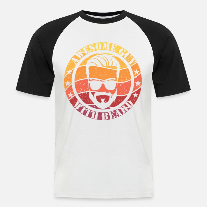 Awesome guy with beard - Männer Baseball-T-Shirt - Weiß/Schwarz