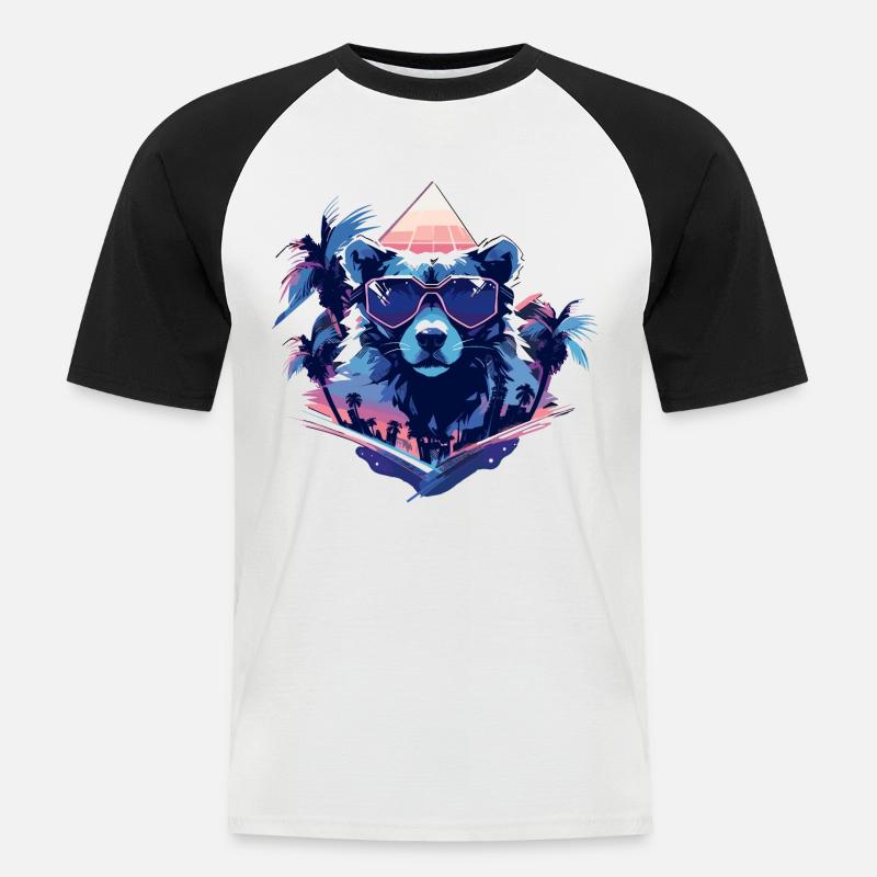 Future Bear mit Sonnenbrille - Männer Baseball-T-Shirt - Weiß/Schwarz