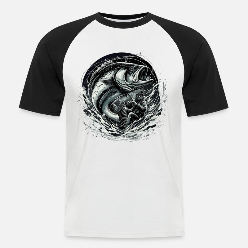 Fishing Angler Dynamic Gift - Men's Baseball T-Shirt - white/black