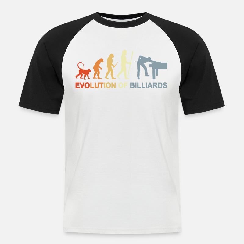 Pool Billard Evolution - Männer Baseball-T-Shirt - Weiß/Schwarz
