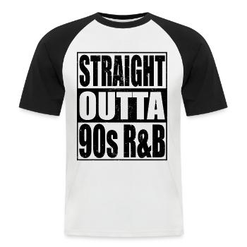 Straight Outta R&B Nostalgie des années 90 - T-shirt baseball manches courtes Homme - blanc/noir - Devant - Nik (191cm)