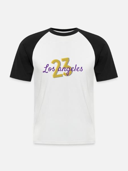 Lebron Basketball - Männer Baseball-T-Shirt - Weiß/Schwarz