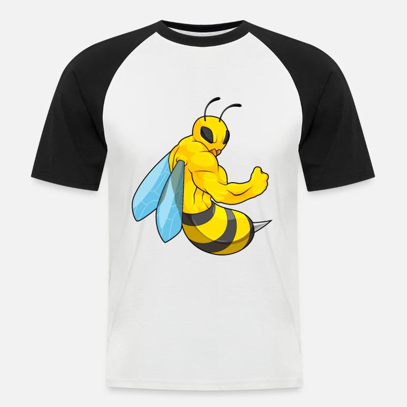 Bee as a bodybuilder - Men's Baseball T-Shirt - white/black