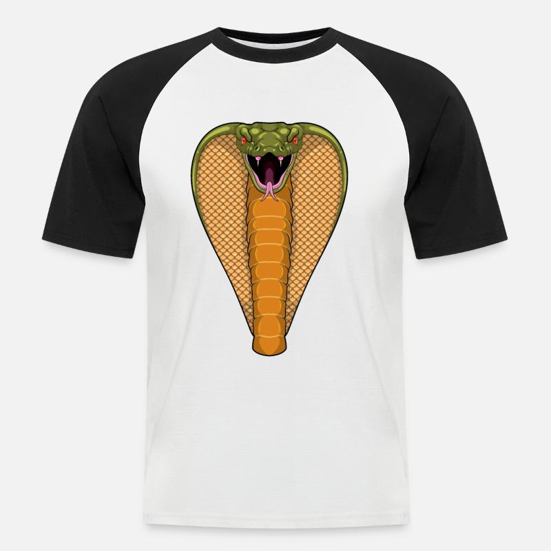 Kobra Schlange - Männer Baseball-T-Shirt - Weiß/Schwarz