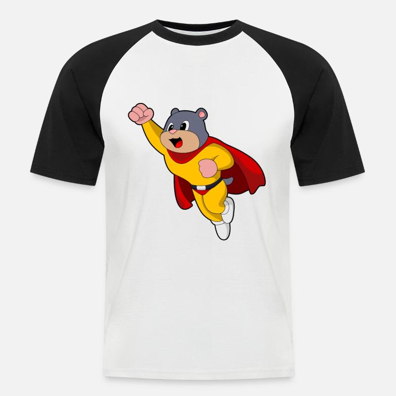 Maulwurf als Held - Männer Baseball-T-Shirt - Weiß/Schwarz