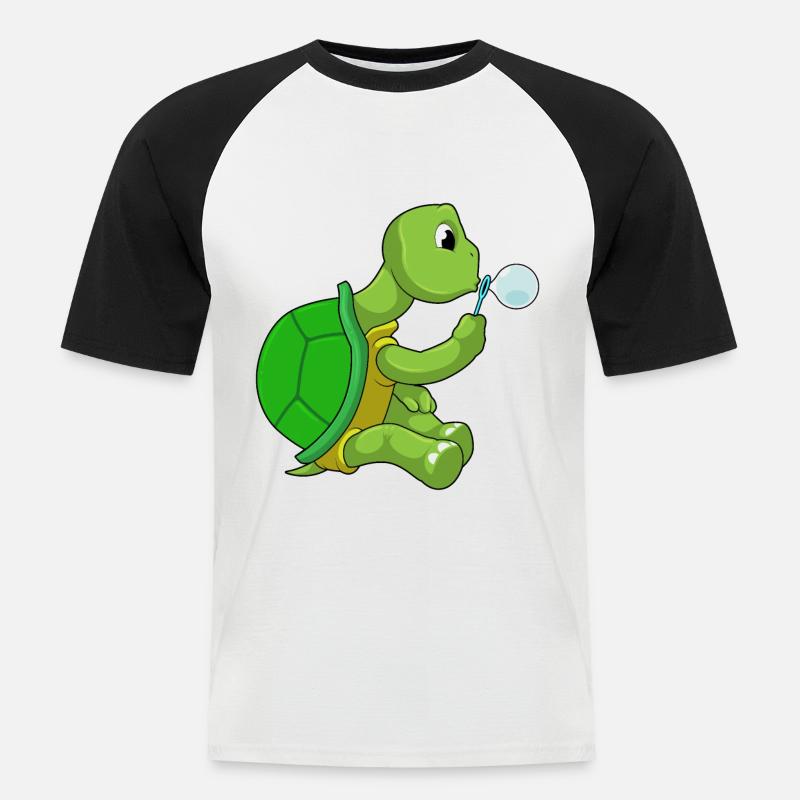 Turtle with soap bubbles - Men's Baseball T-Shirt - white/black