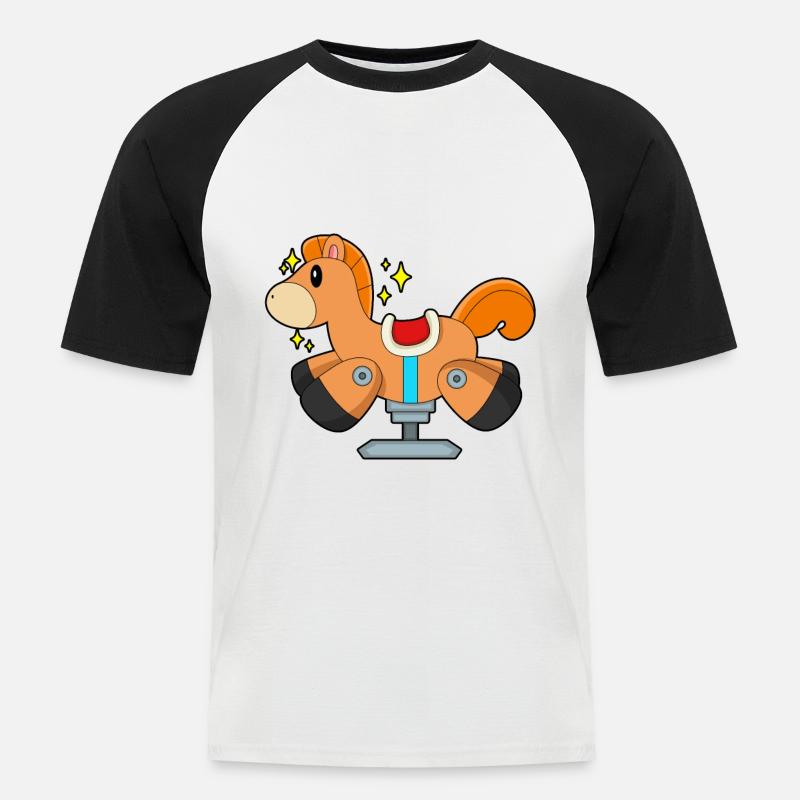 Schaukelpferd - Männer Baseball-T-Shirt - Weiß/Schwarz