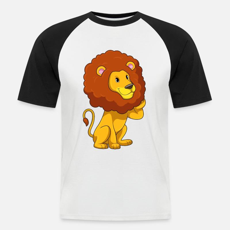 Löwe mit Locken - Männer Baseball-T-Shirt - Weiß/Schwarz
