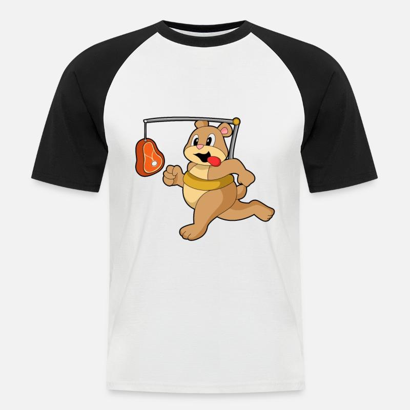 Bär als Jogger - Männer Baseball-T-Shirt - Weiß/Schwarz