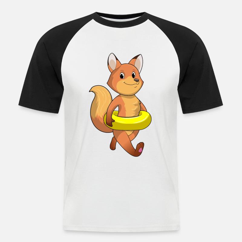 Fuchs mit Rettungsring - Männer Baseball-T-Shirt - Weiß/Schwarz