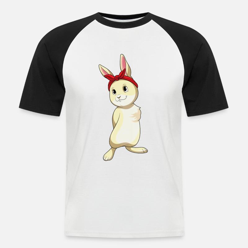Rabbit with loop - Men's Baseball T-Shirt - white/black