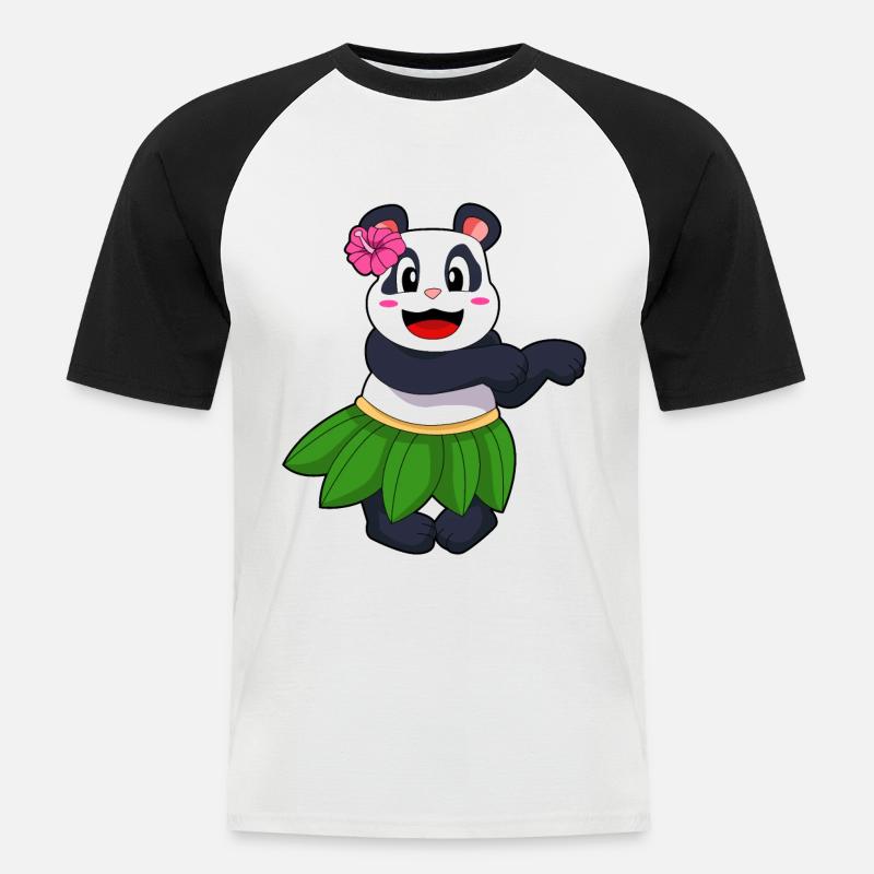 Panda dancing ballet - Men's Baseball T-Shirt - white/black