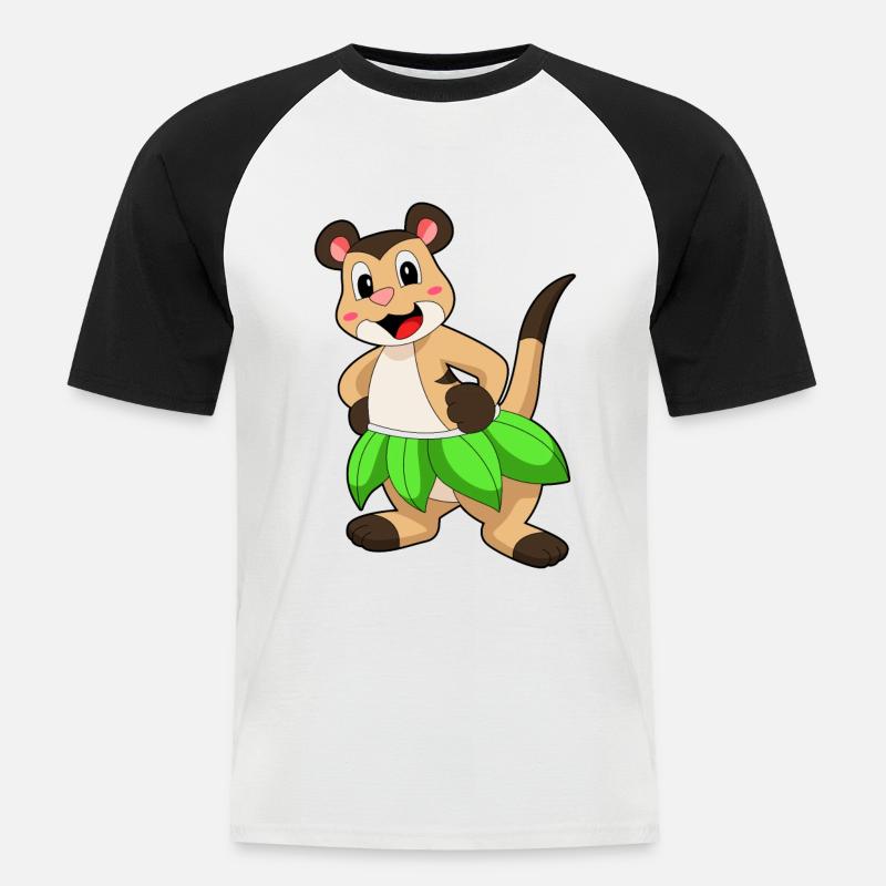 Suricates dansant ballet - T-shirt baseball manches courtes Homme - blanc/noir