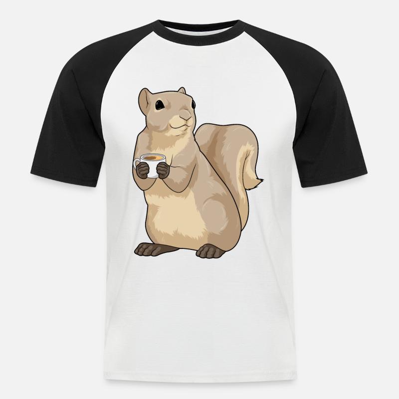 Squirrel Coffee Cup - Men's Baseball T-Shirt - white/black