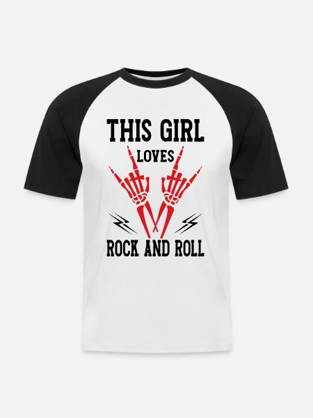 Rock and Roll Girl - Männer Baseball-T-Shirt - Weiß/Schwarz