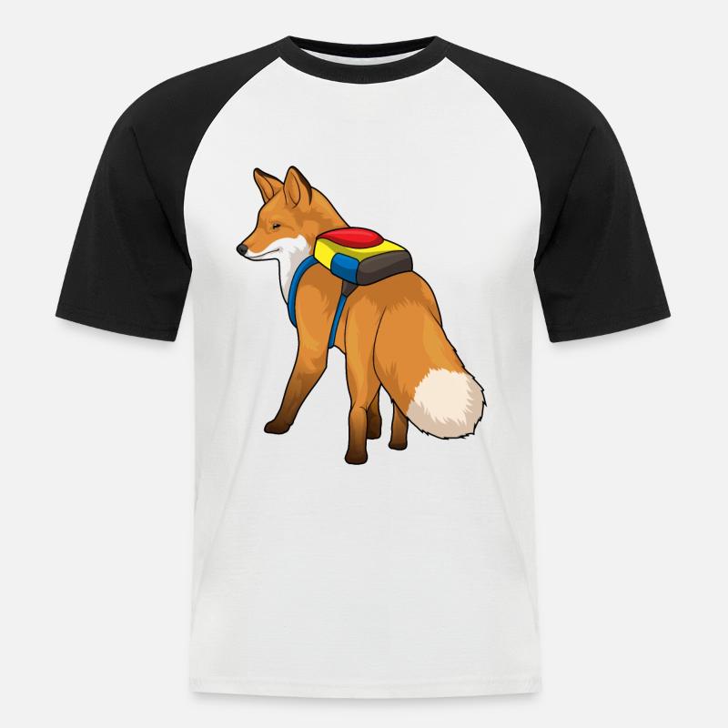 Fuchs Rucksack - Männer Baseball-T-Shirt - Weiß/Schwarz