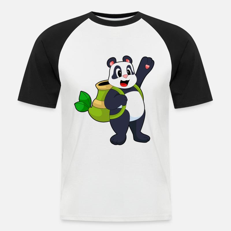 Panda Bamboo Backpack - Men's Baseball T-Shirt - white/black