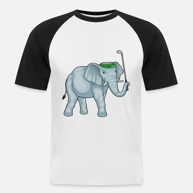 Elefant Golf Golfschläger - Männer Baseball-T-Shirt - Weiß/Schwarz