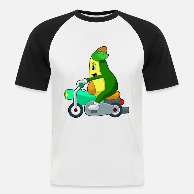 Avocado Motorrad - Männer Baseball-T-Shirt - Weiß/Schwarz
